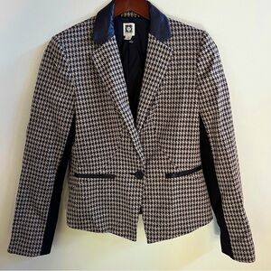 Anne Klein brown and tan houndstooth suit jacket coat size 6